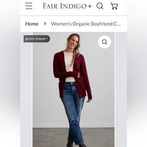 Women's Burgundy Cardigan Sweater